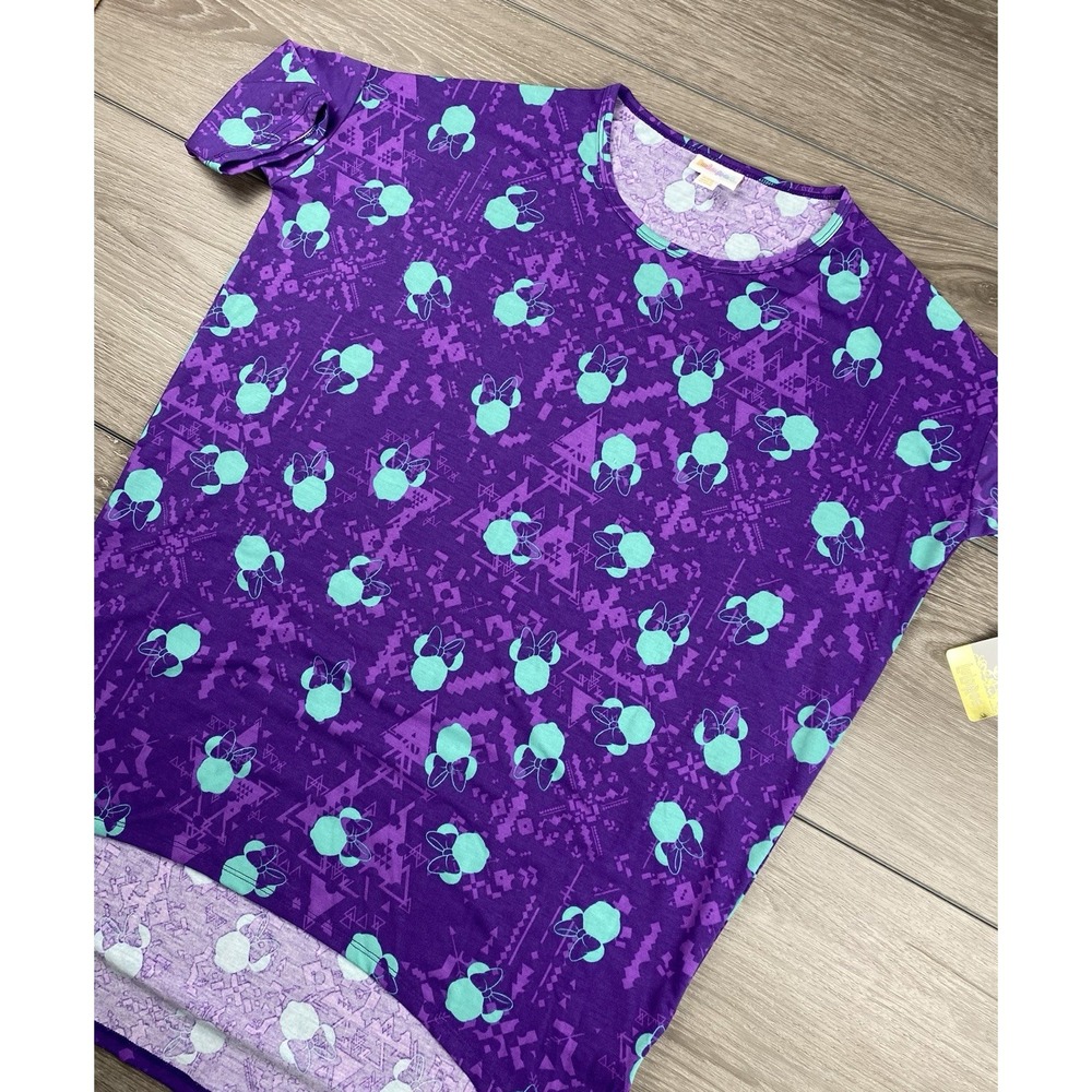 Lularoe Disney Women's Irma Short Sleeve Minnie Mouse Top Purple Size‎ XXS New